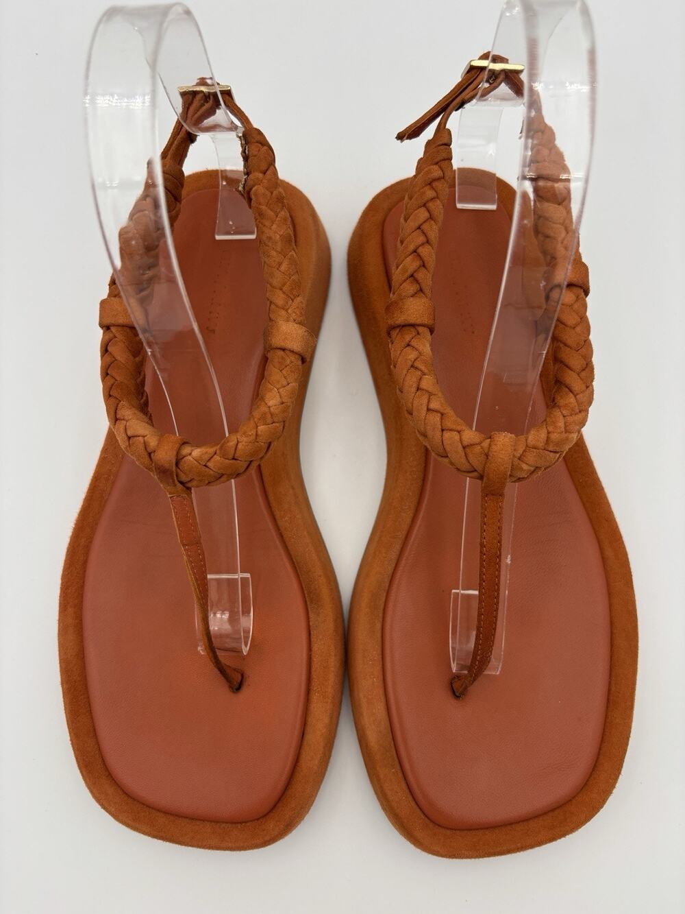GIA RHW Rose Huntington-Whiteley Braided Thong Sandals Orange Size 38 8 Platform